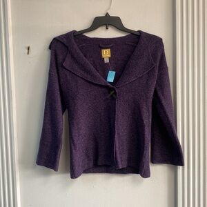 Damask Knit Purple Cardigan Sweater